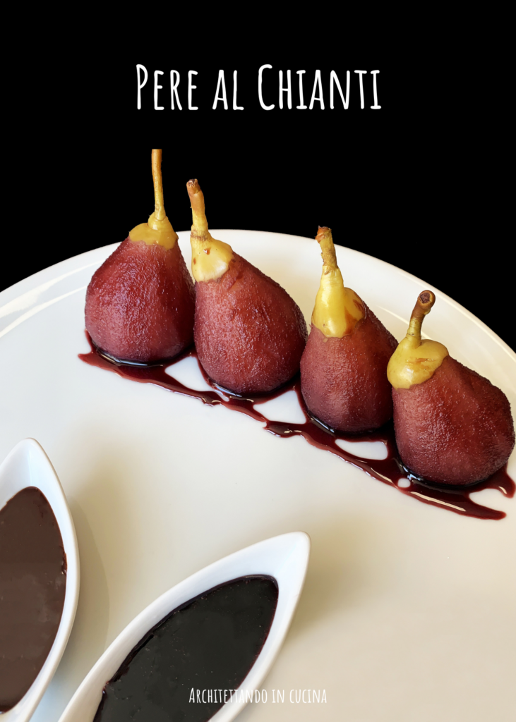 Pere al Chianti con ganache al cioccolato