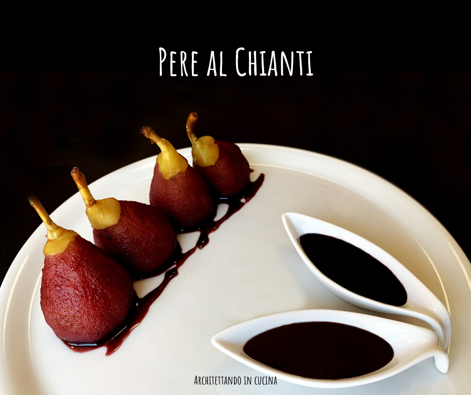 Pere al Chianti con ganache al cioccolato