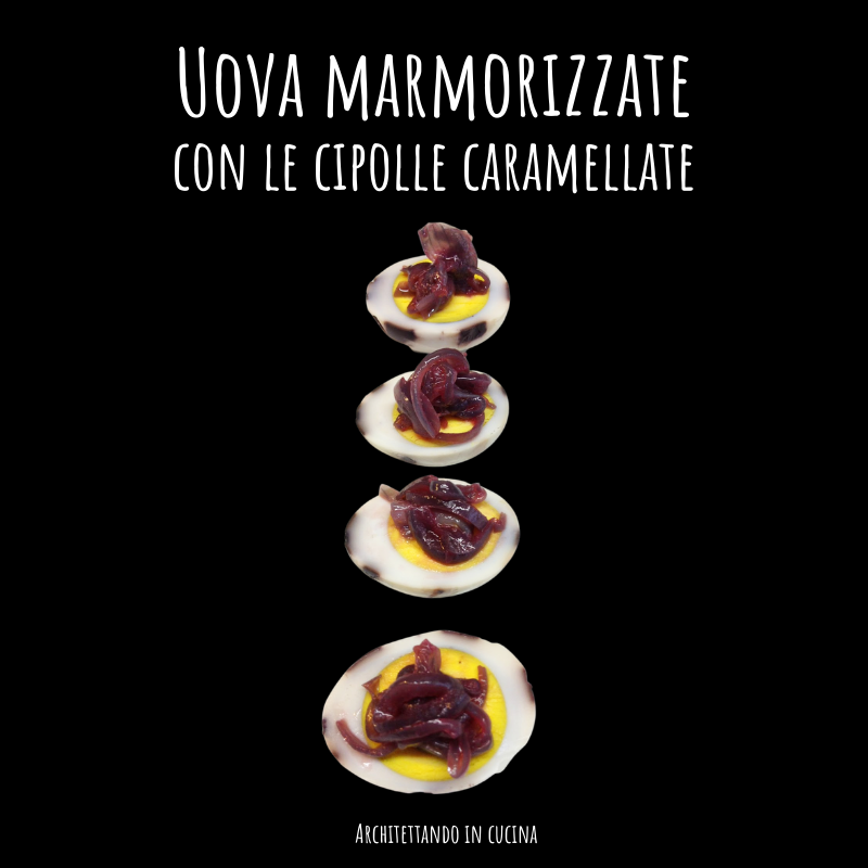 Uova marmorizzate con cipolle caramellate