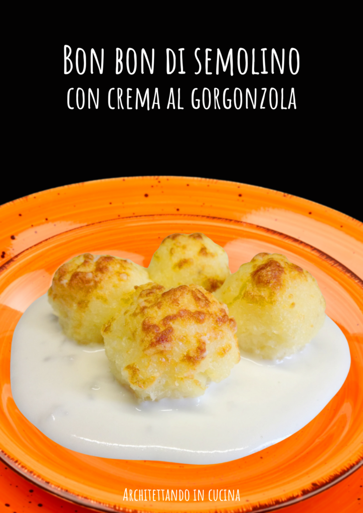 Bon bon di semolino con crema al gorgonzola